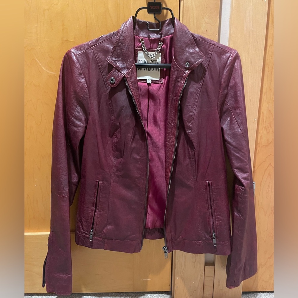BB Dakota Ruby Red Leather Jacket.